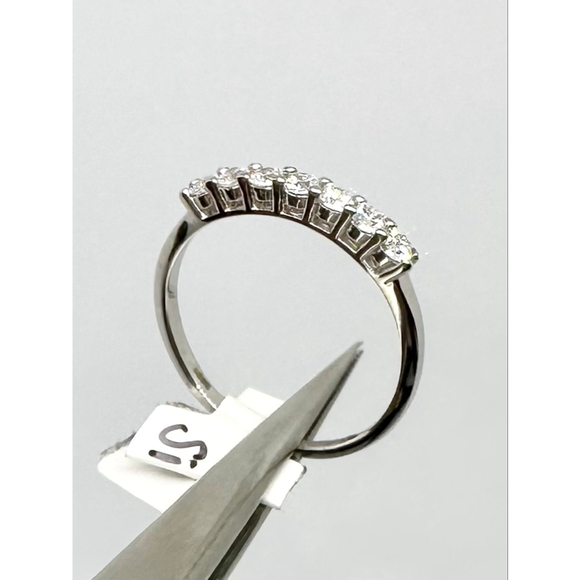 Moissanite Band 7 Stone Anniversary Wedding Ring 18K 925 GRA Round - Picture 7 of 17